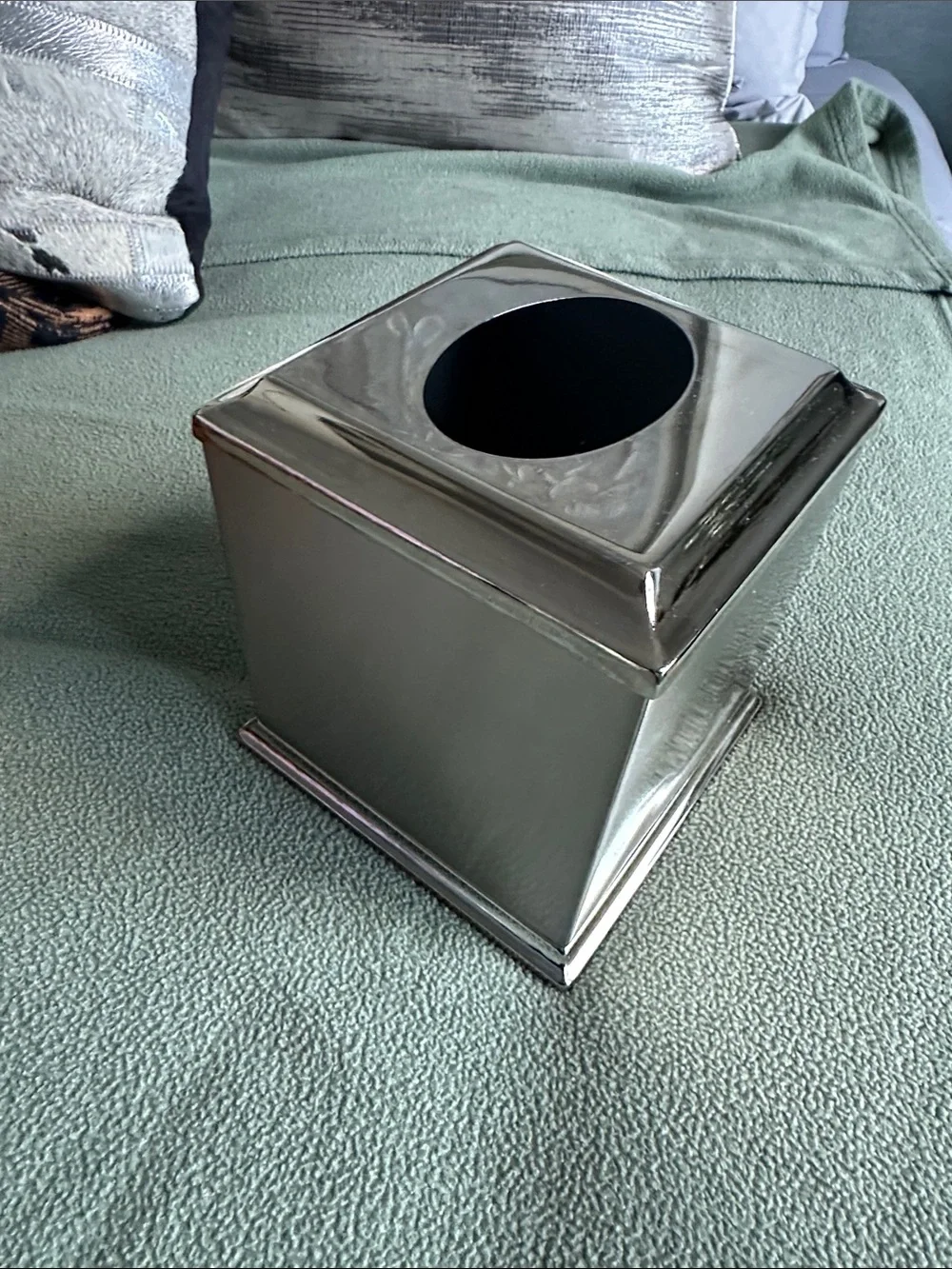 Stainless Steel Square Tissue Box Cover - Silver